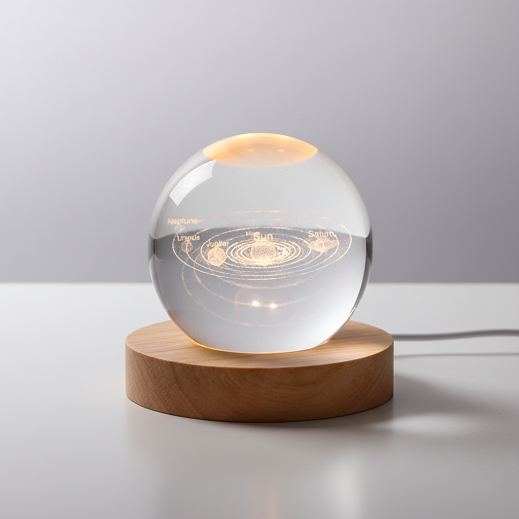 3D kristallen bolvormige nachtlamp