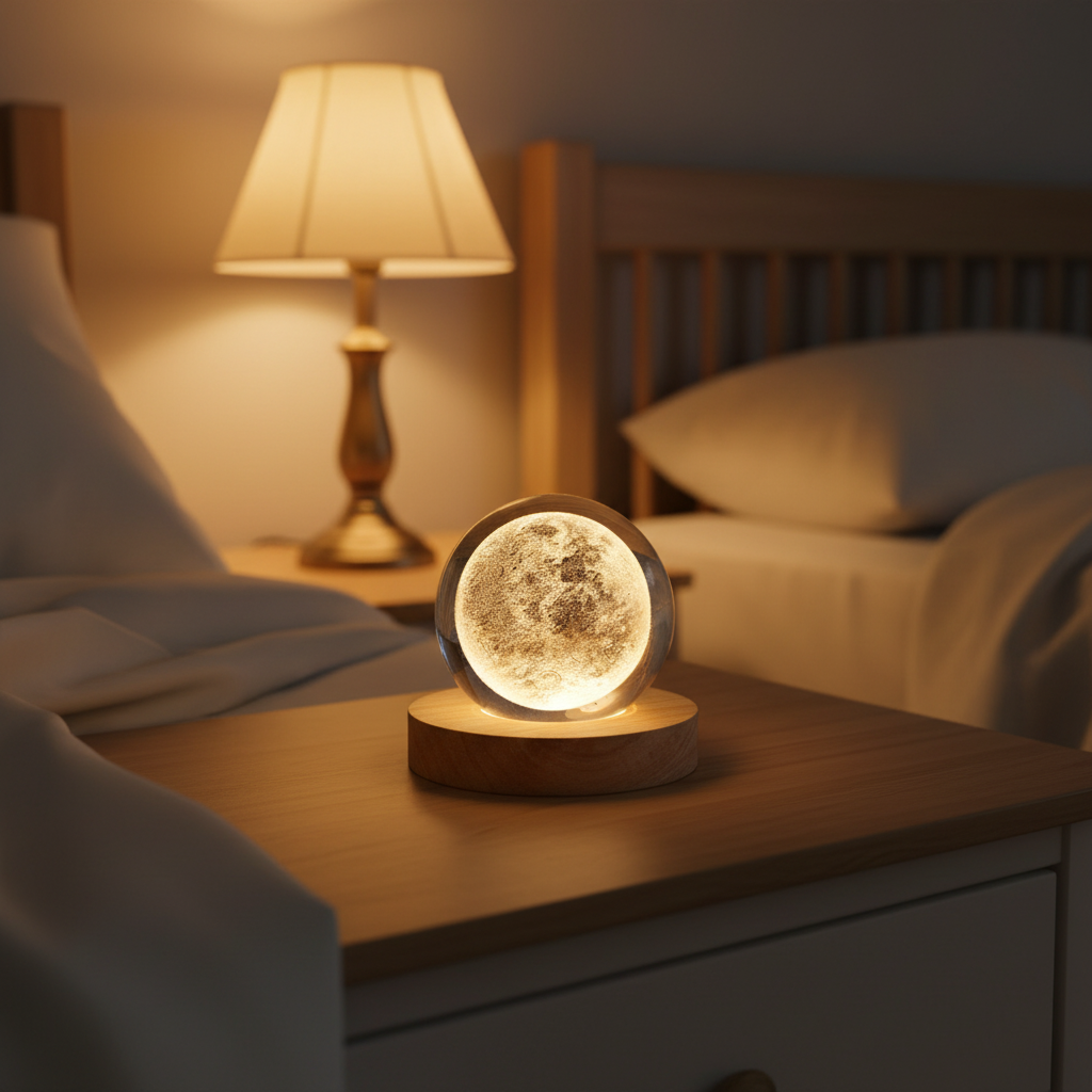 3D kristallen bolvormige nachtlamp
