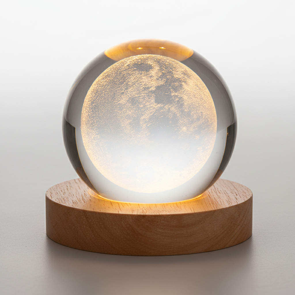 3D kristallen bolvormige nachtlamp