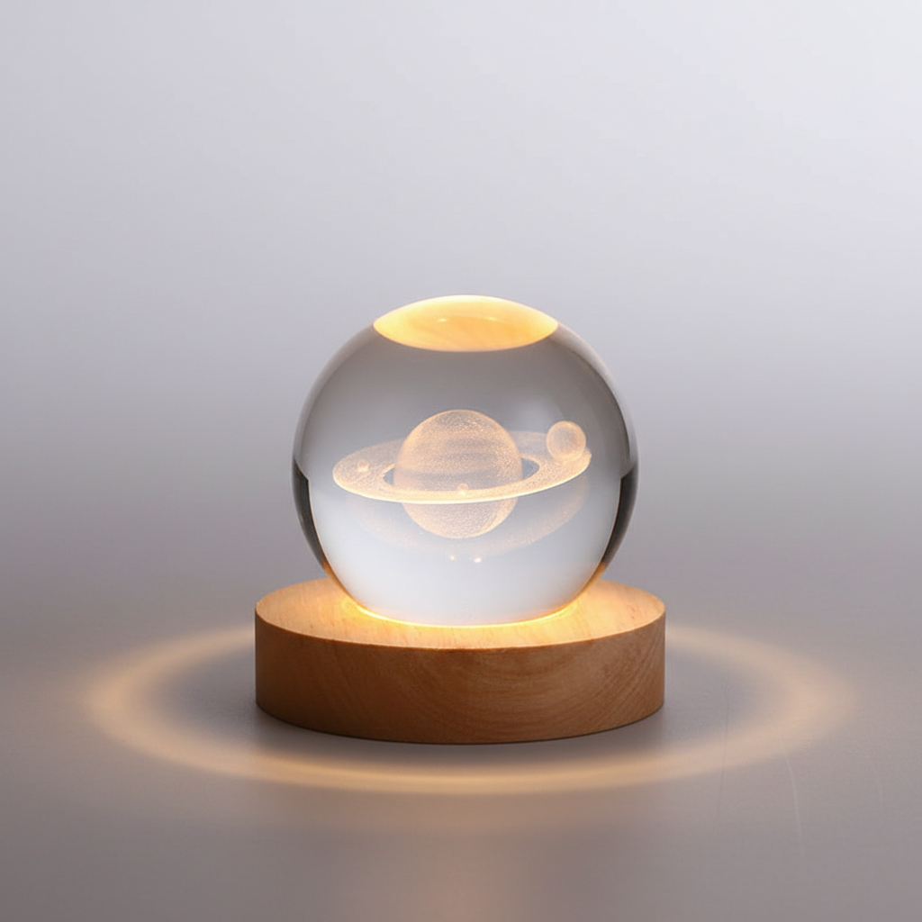 3D kristallen bolvormige nachtlamp