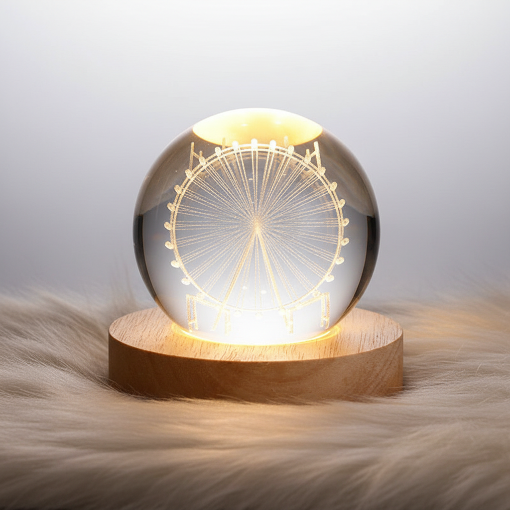 3D kristallen bolvormige nachtlamp