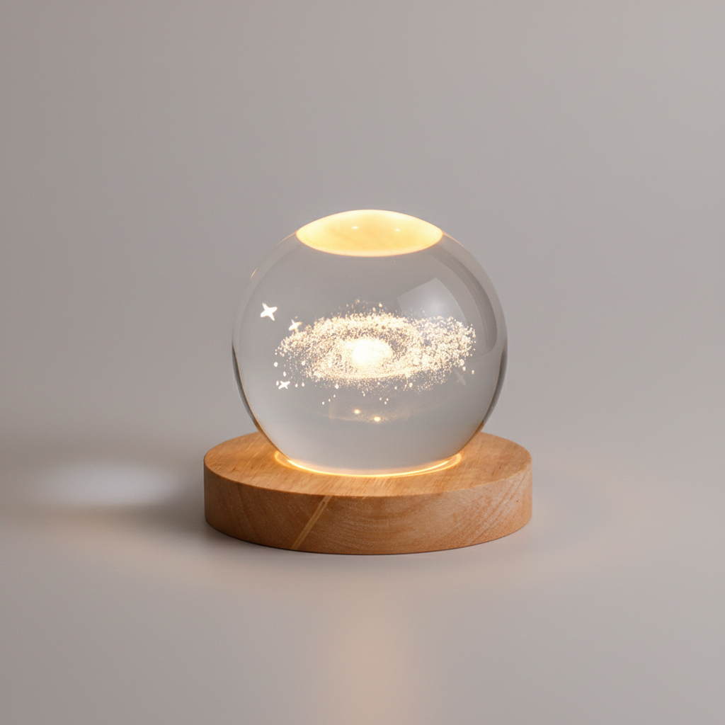 3D kristallen bolvormige nachtlamp
