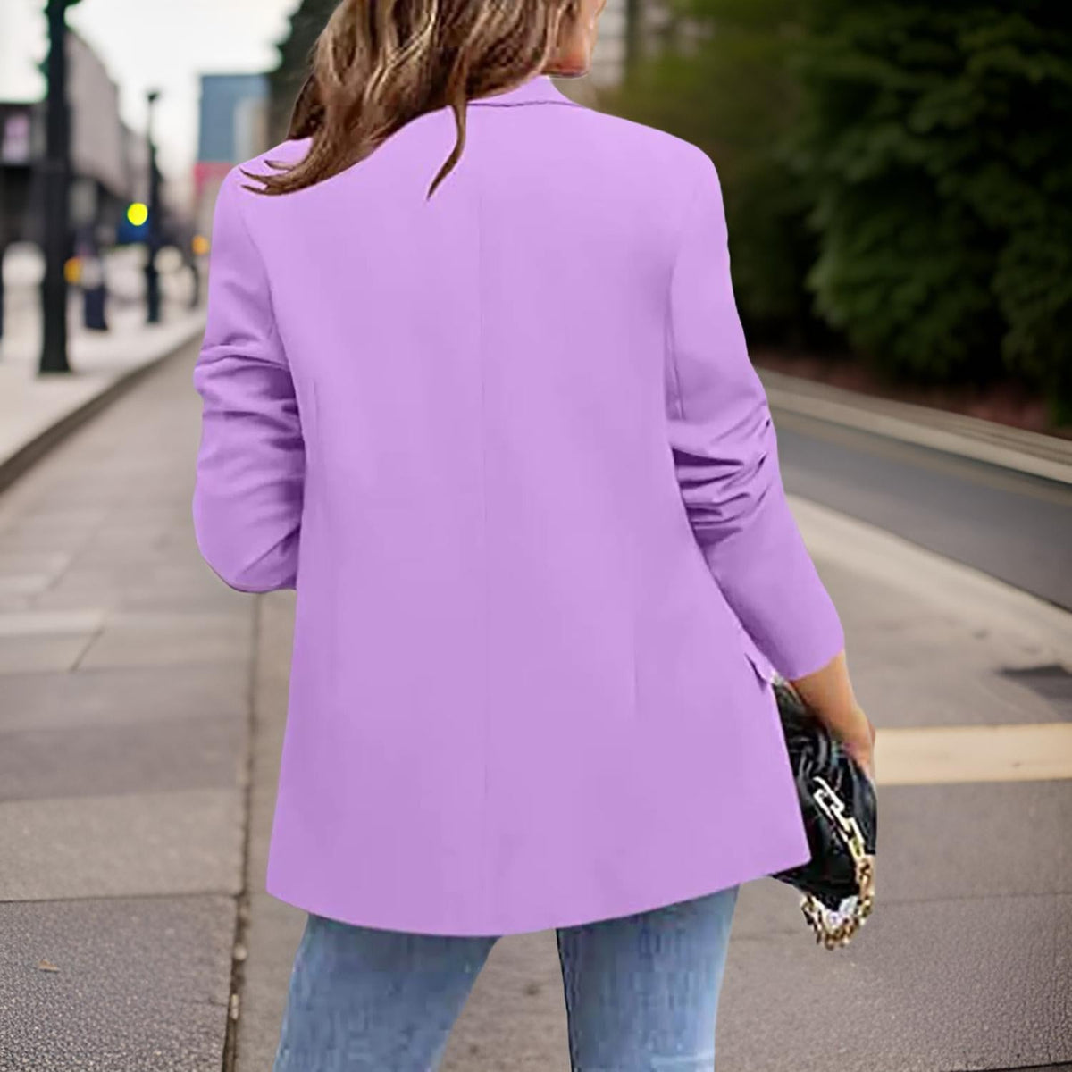Slim fit lange damesblazer