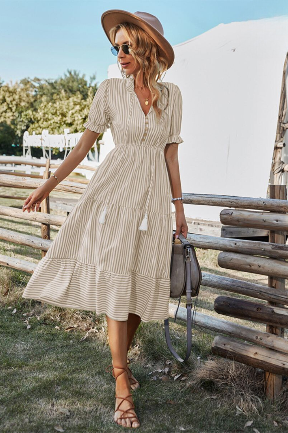 Gestreepte zomer midi jurk