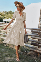 Gestreepte zomer midi jurk