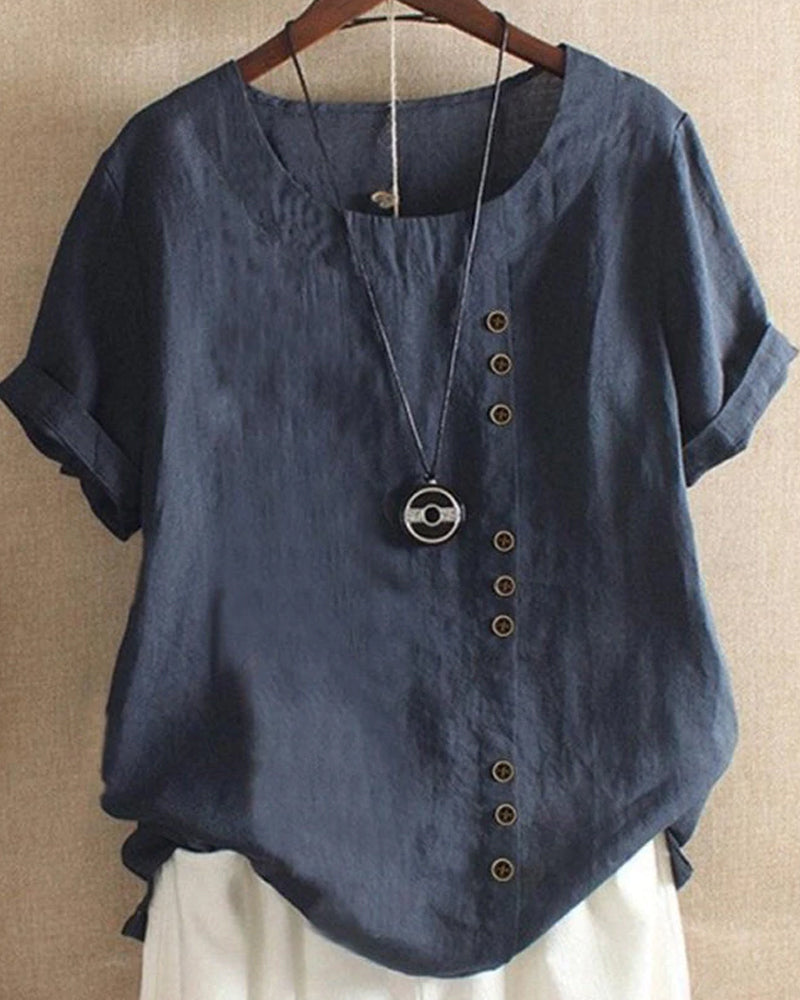 Casual korte mouw blouse met ronde hals — afbeelding 15