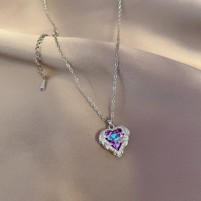 Hart en vleugels kristallen ketting