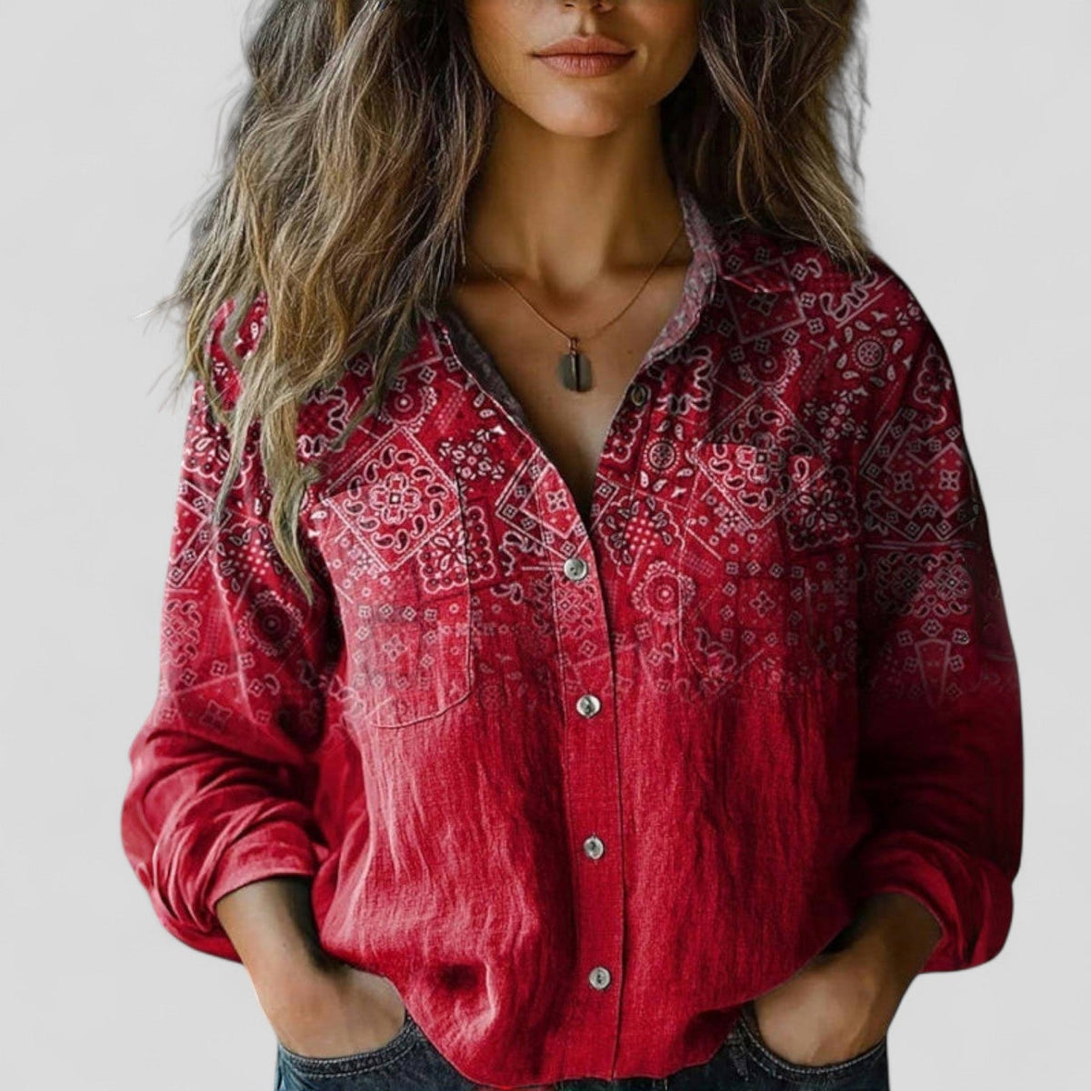 Frida | Overhemdblouse met kleurverloop