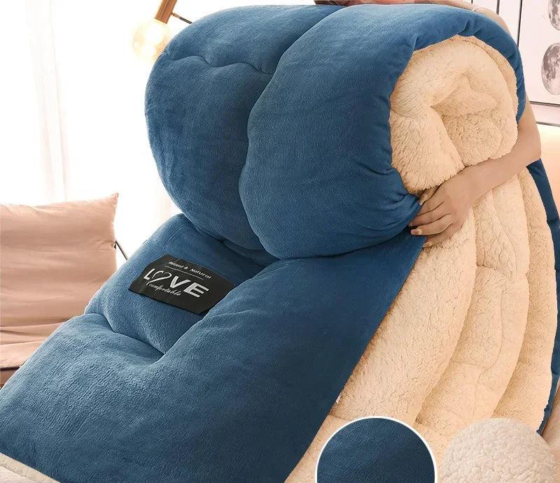 Winterdekbed met flanellen fleece en wol-polyestervulling