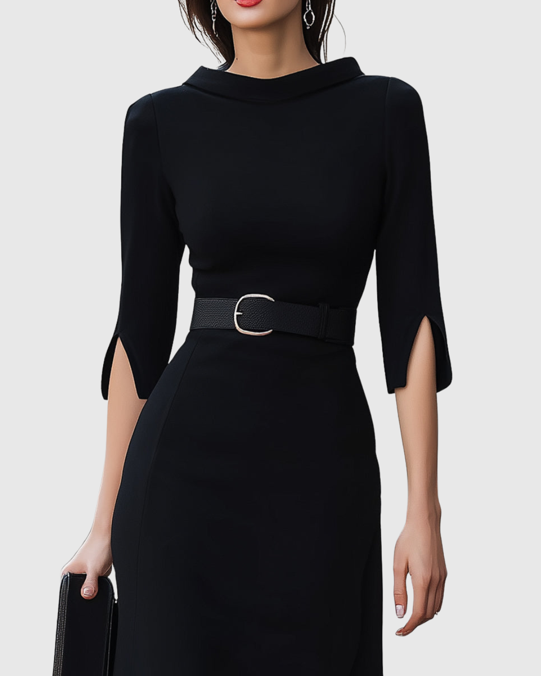Liselotte | Midi-jurk met hoge hals en asymmetrische zoom