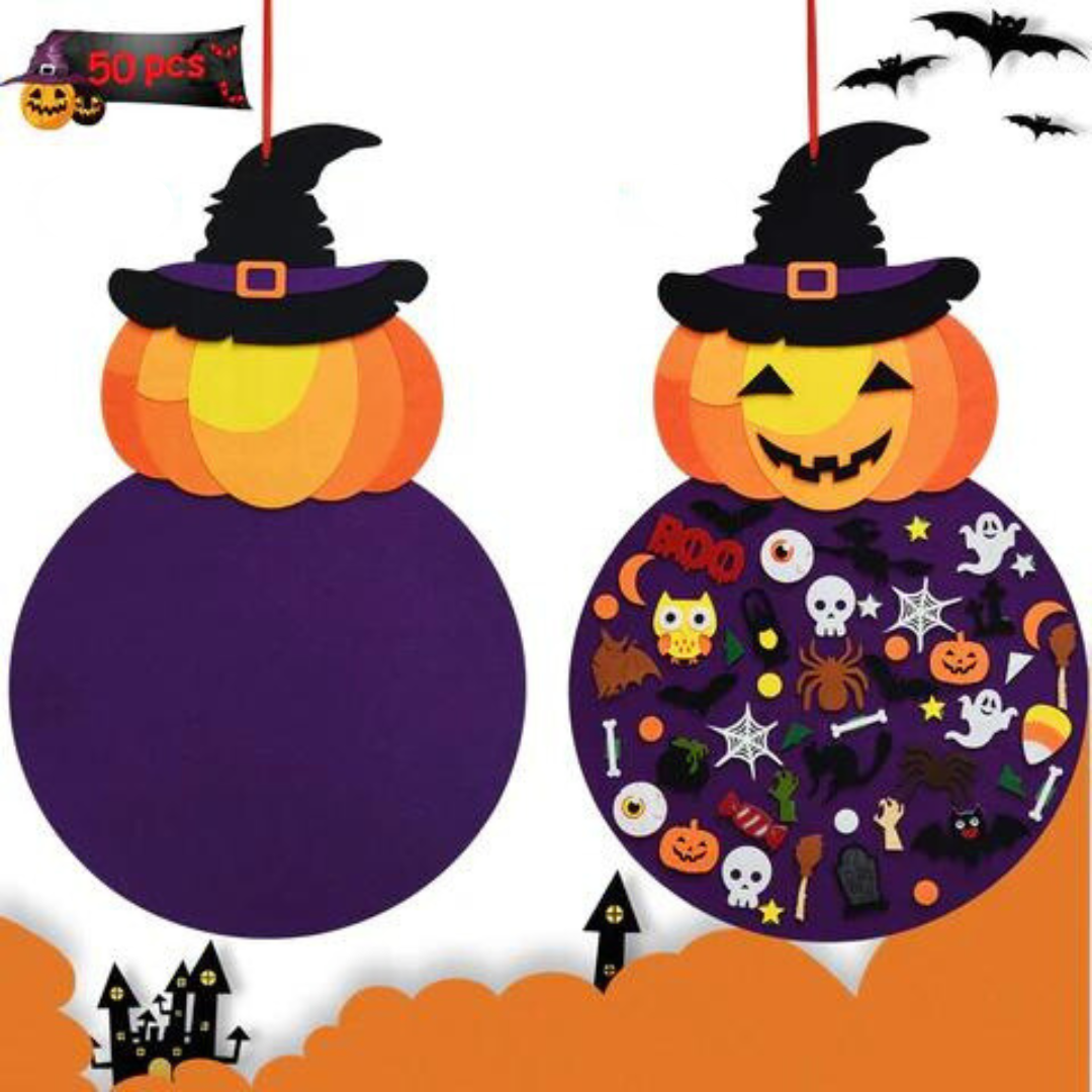 Halloween DIY feltboard met pompoen