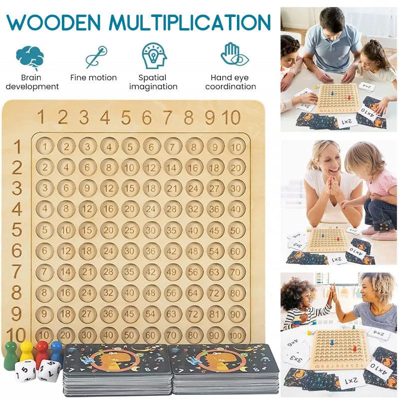 Houten montessori vermenigvuldigings bordspel FunnyCalc