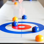 Mini-tafelcurlingspel voor thuis met glijstenen en magneetstangen