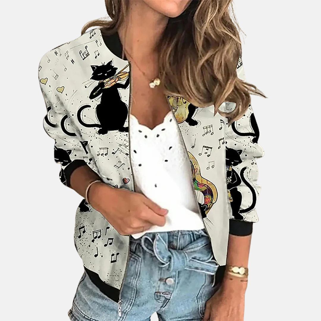 Dames retro bomberjack met print — afbeelding 19