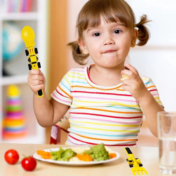 Bulldozer kinderbestek set