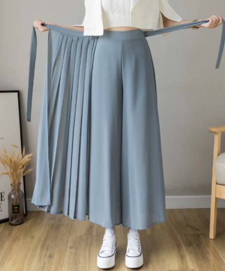 Geplooide broek van chiffon