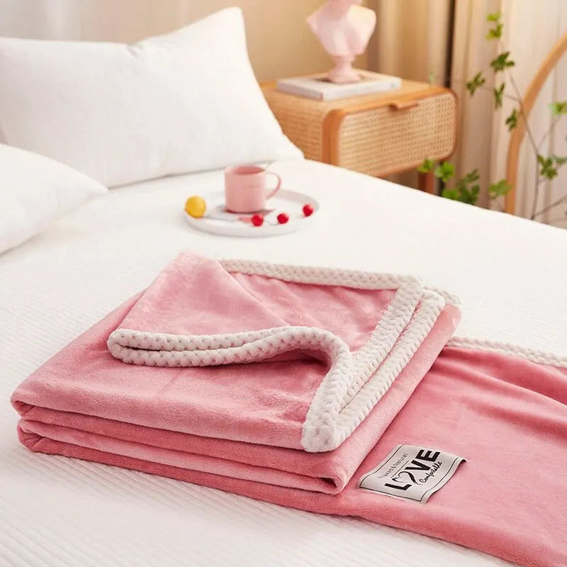 Roze flanellen fleece deken