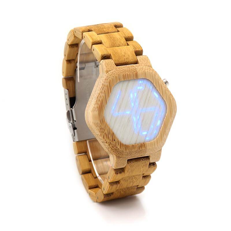 Digitaal houten led-horloge – breedte: 22.5mm