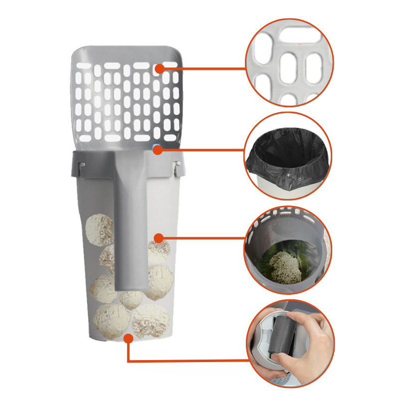 Kattenbakschep EasyScoop met afvalhouder