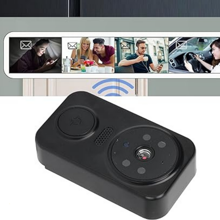 Zwarte slimme wi-fi deurbel met camera