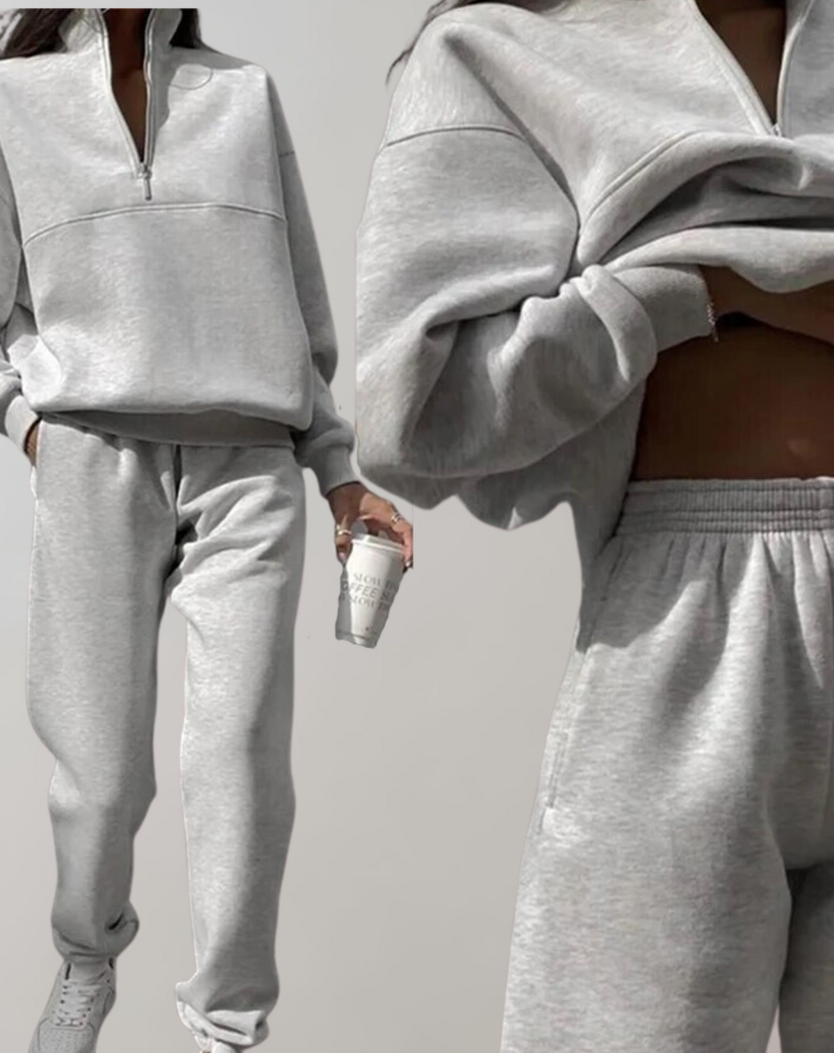 Tweedelige fleeceset met top en broek
