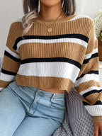 Gestreepte crop trui