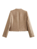 Chique tweed jasje met gouden knopen