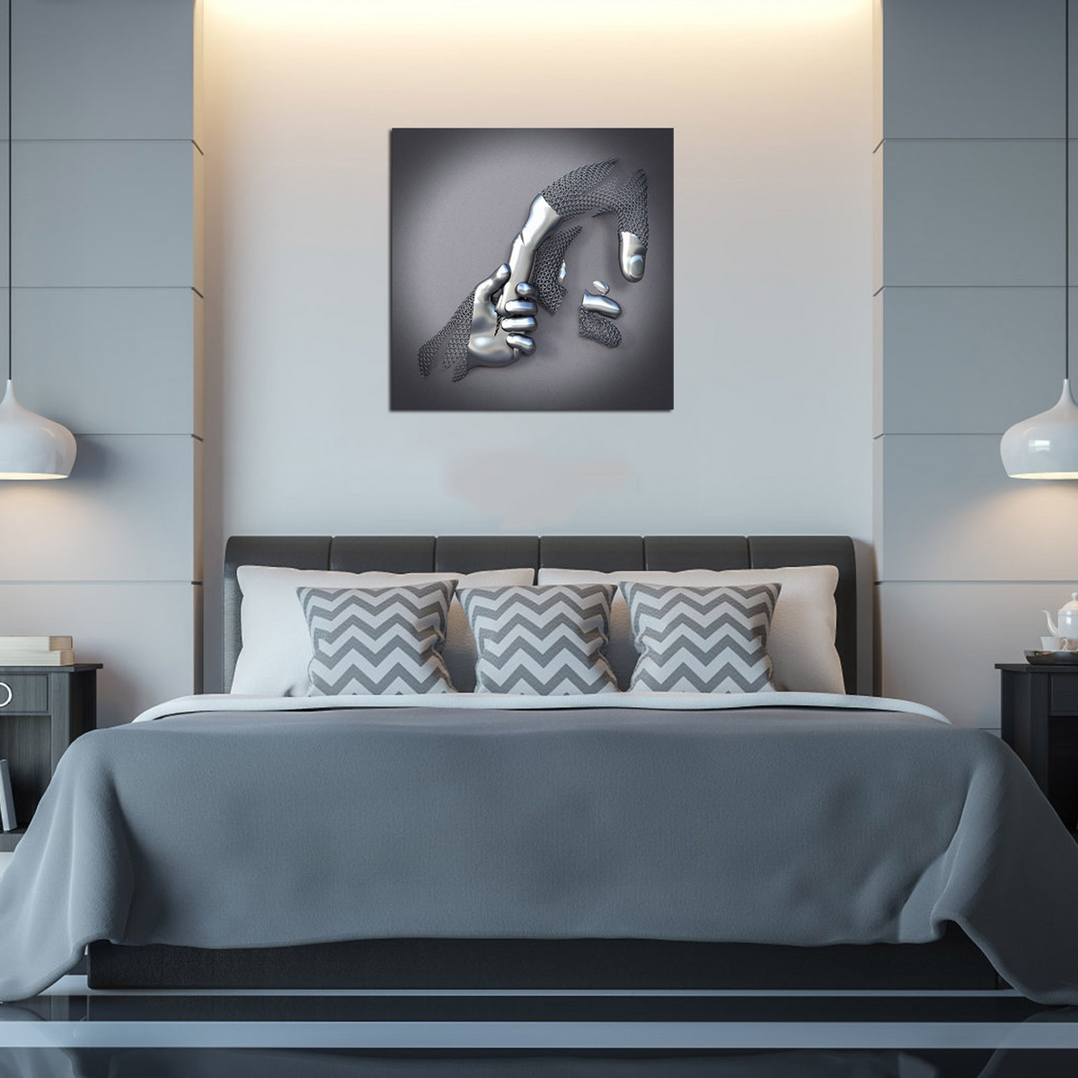 Liefdescanvas met metalen figuur