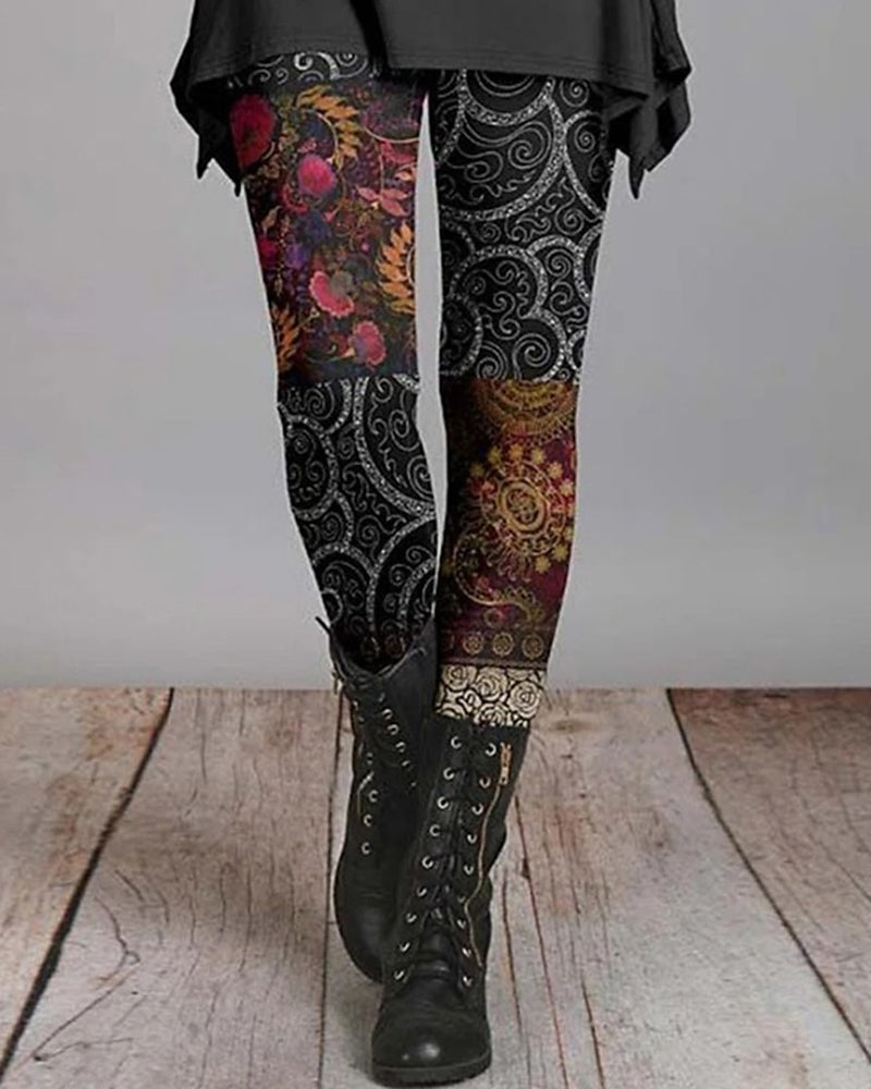 Bohemian retro leggings met etnische prints