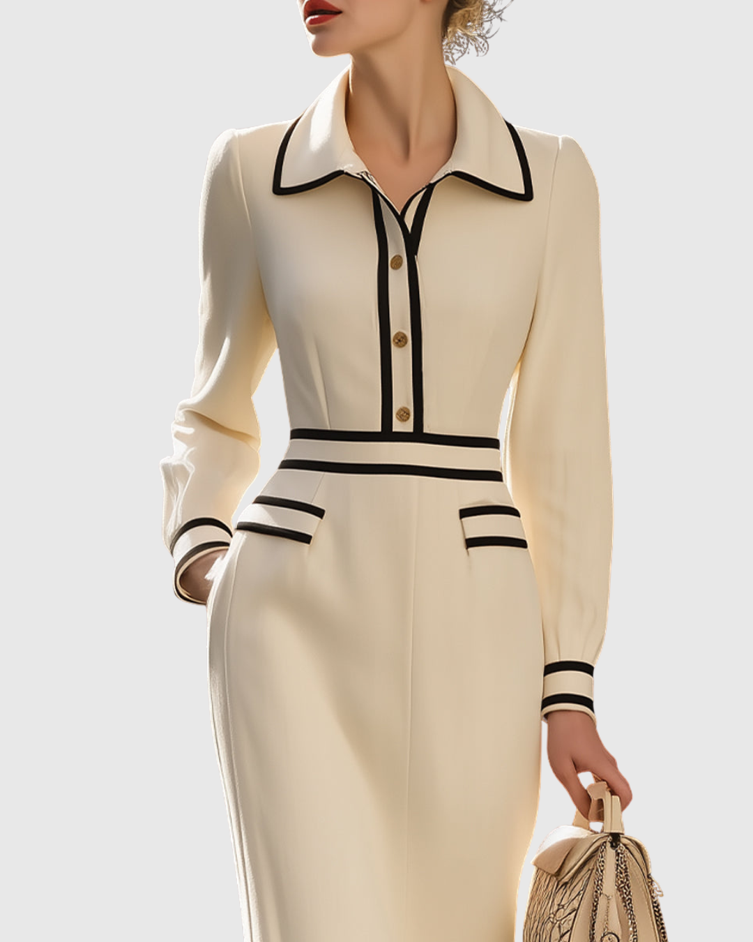 Vesna | Getailleerde midi-jurk met knoopdetails