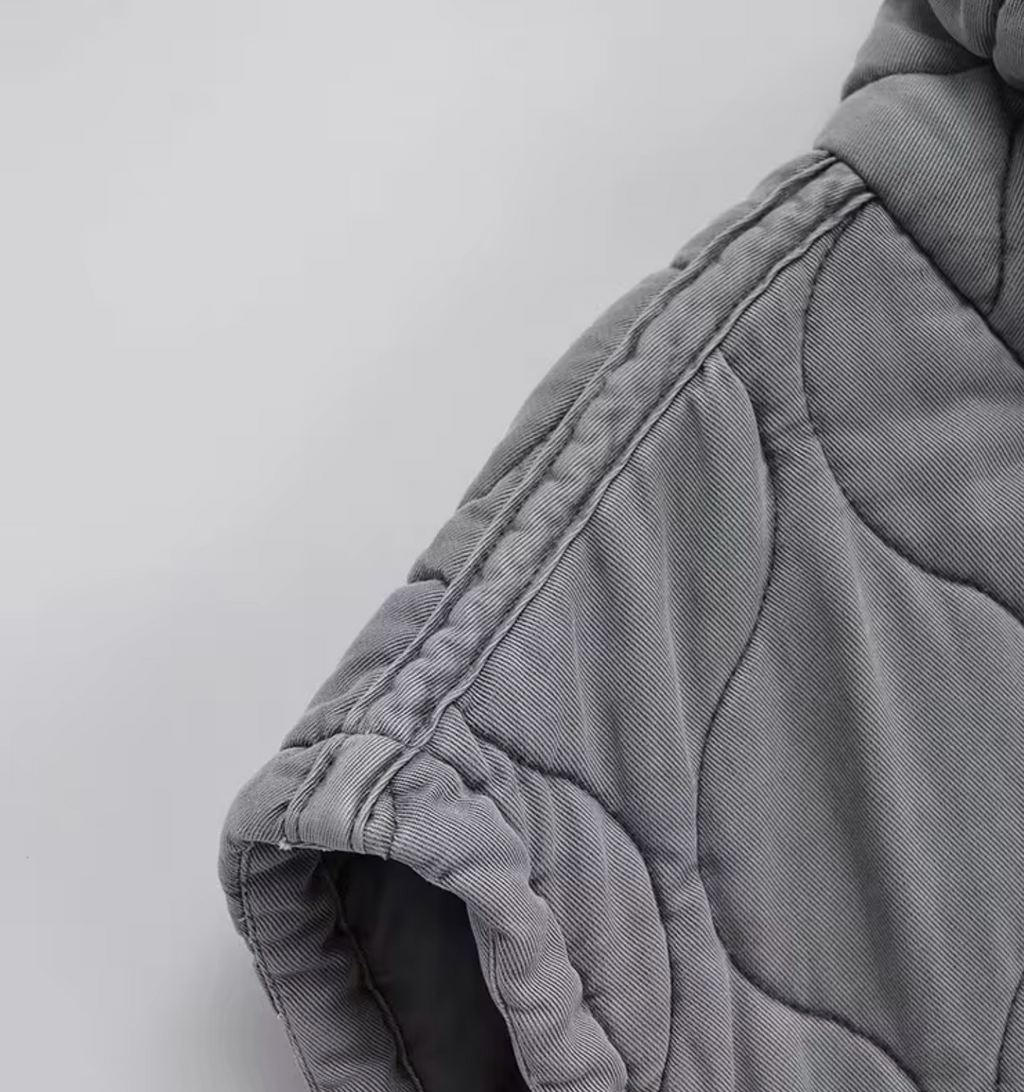 Grijze mouwloze katoenen bodywarmer