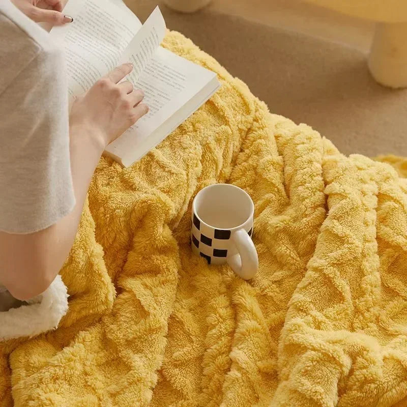 Dikke winterdeken van lamswol en fleece