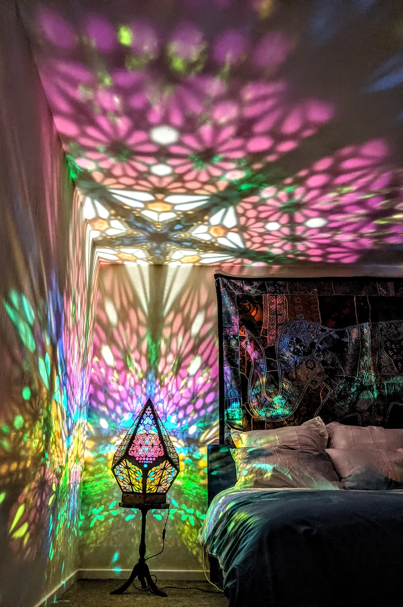 Glas-in-Lood stijl LED tafellamp