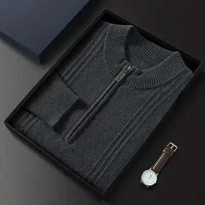 Warme casual herentrui met halve rits