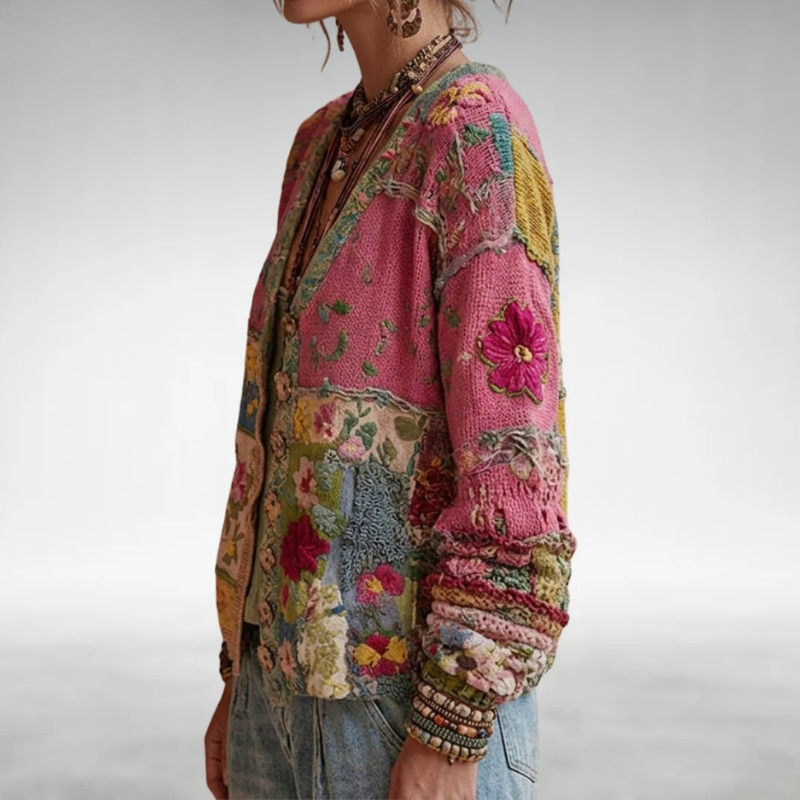 Losvallend boho-vest van zacht breisel