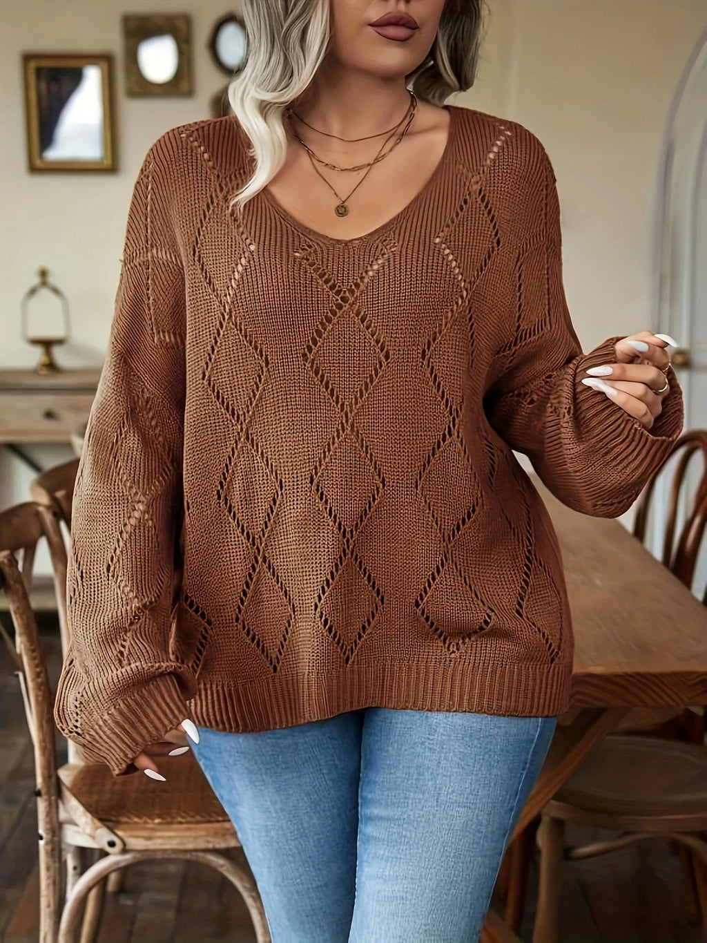 Oversized dames gebreide trui in plus size