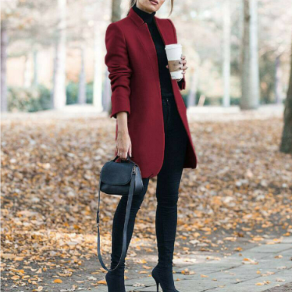 Dames winterjas met staande kraag en tijdloos design — afbeelding 24
