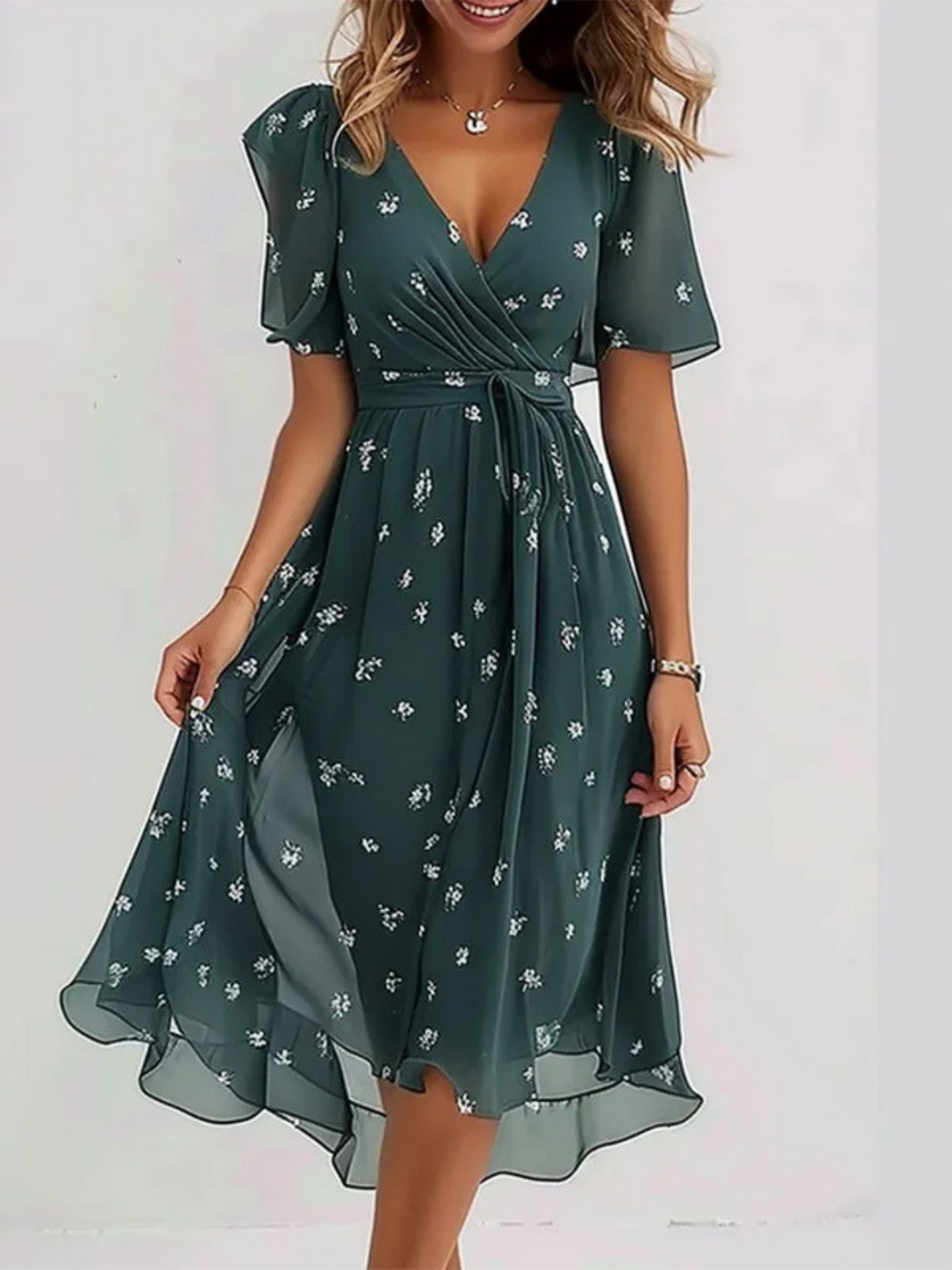 Edda | Losse bohemian damesjurk met bedekkend buikdetail