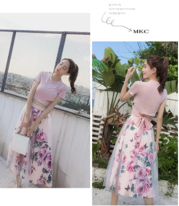 Outfit met mesh en bloemenmotief