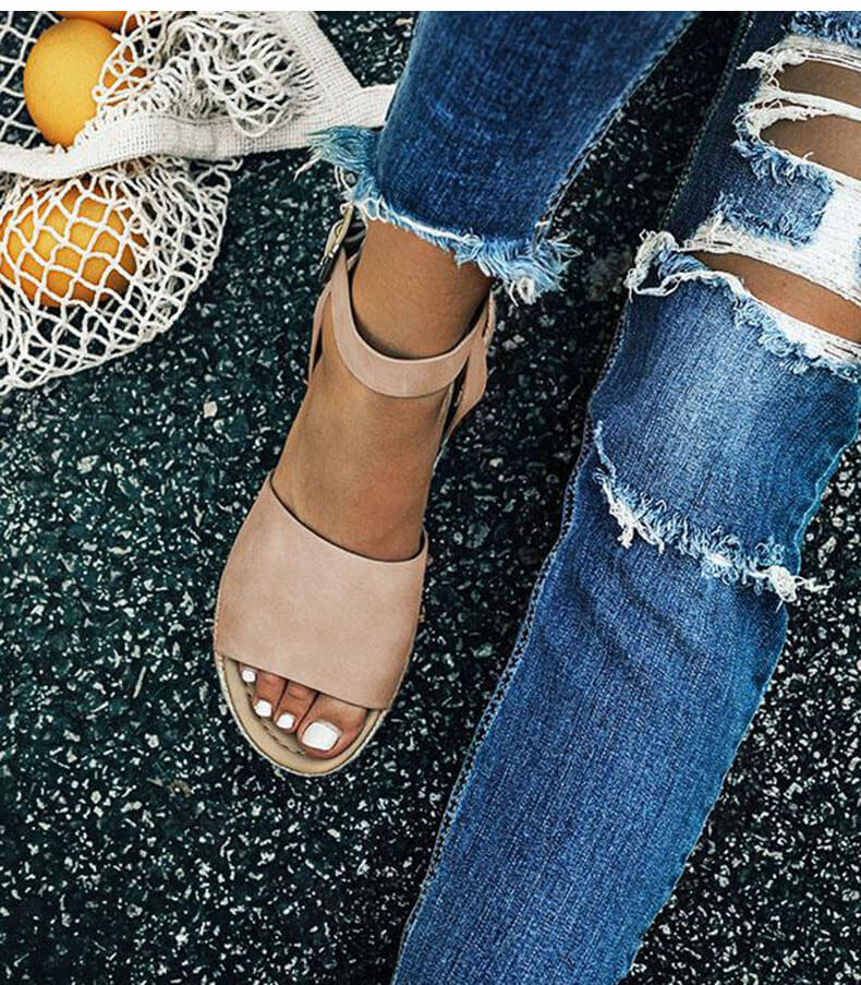 Dames plateau espadrille sandalen met sleehak & bandjes