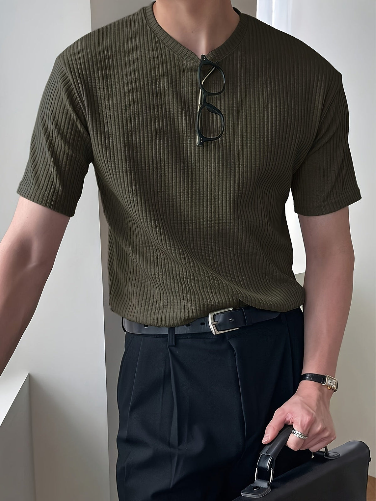 Luchtig groen heren T-shirt