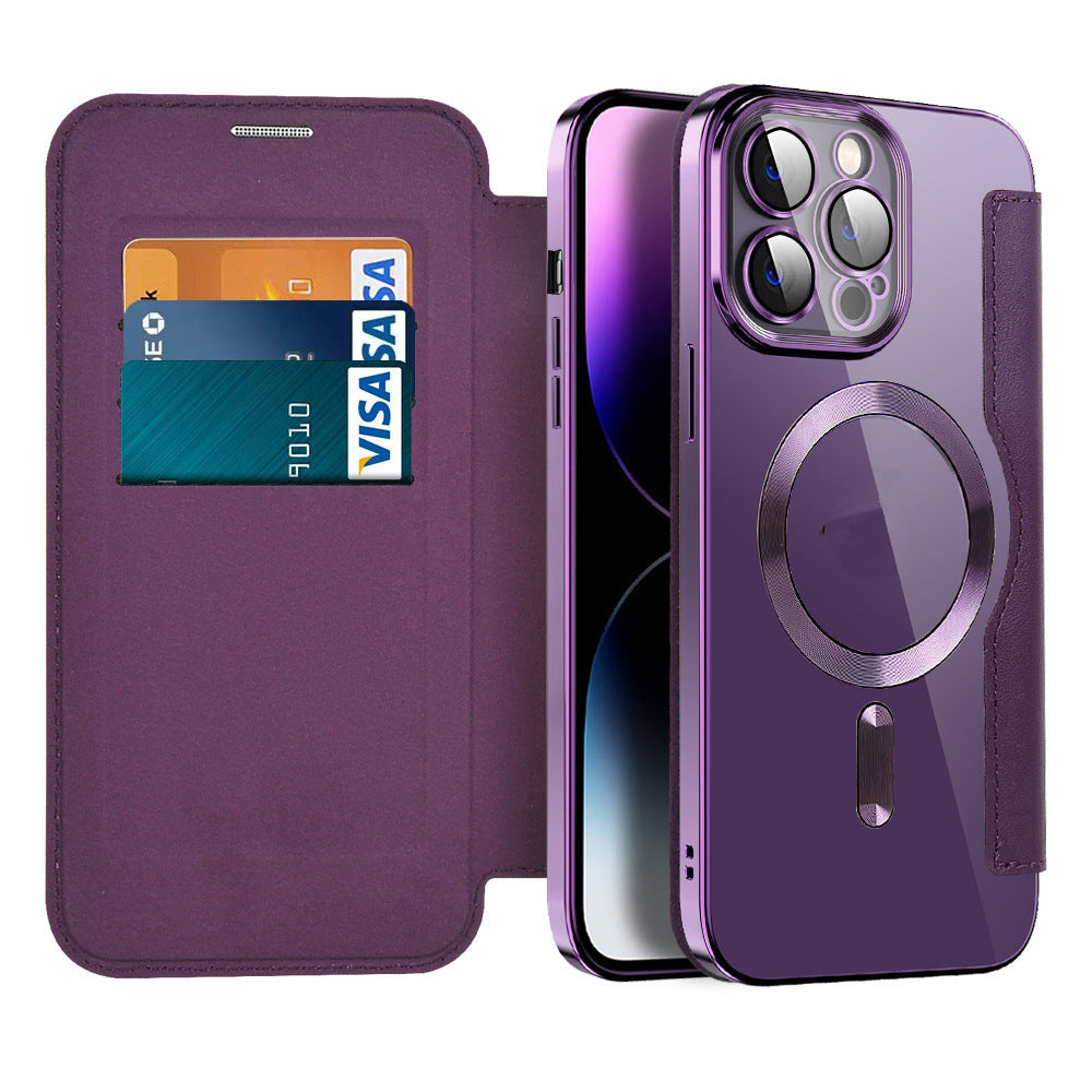 Leren flip case met magnetische adsorptie & rfid-bescherming – valtrix — afbeelding 10