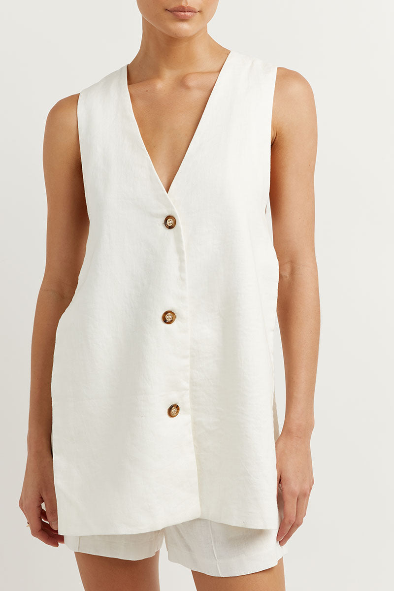 Dames zomerset met mouwloze gilet en hoge taille shorts