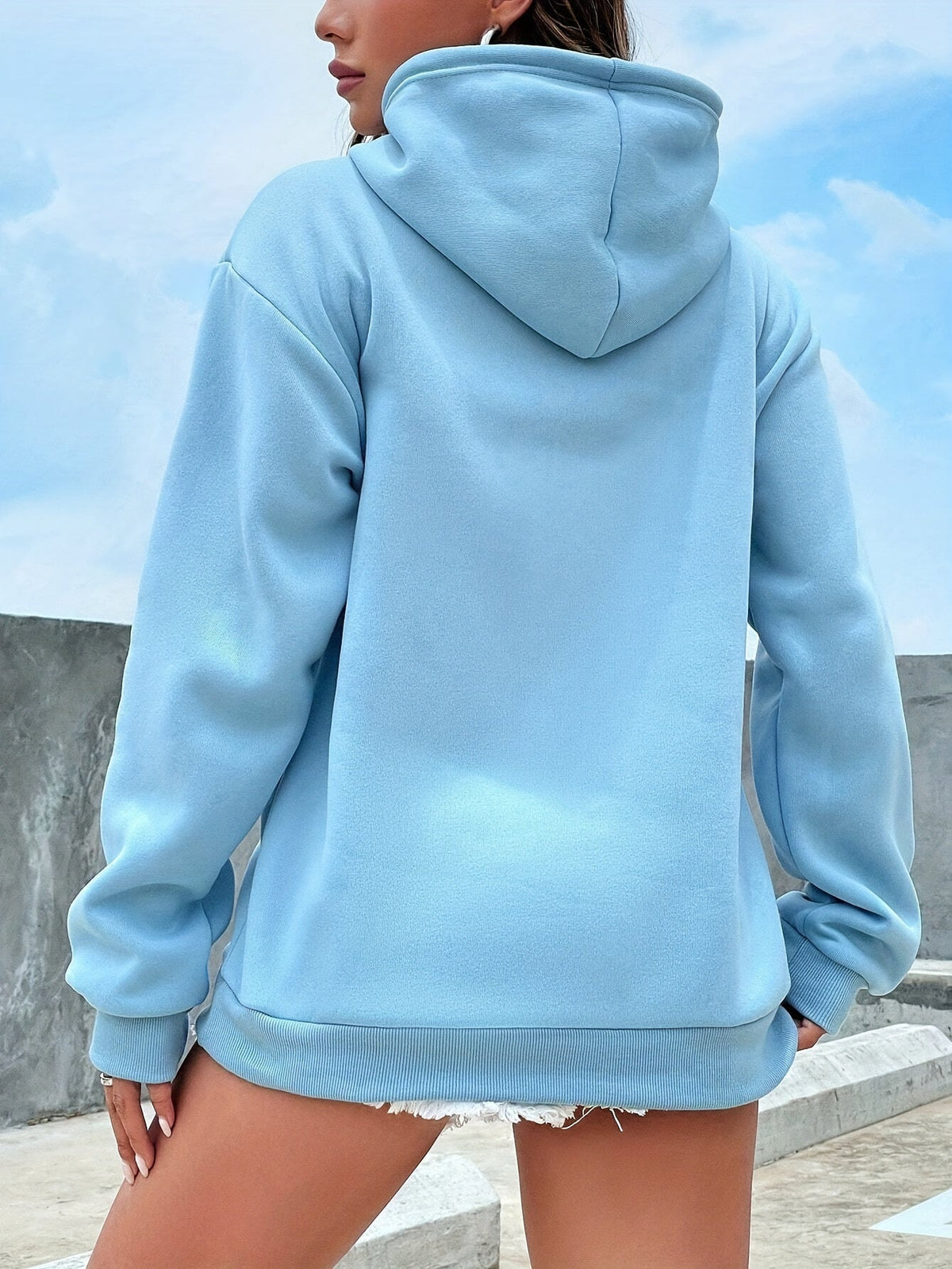 Zachte plush pullover hoodie met capuchon voor dames