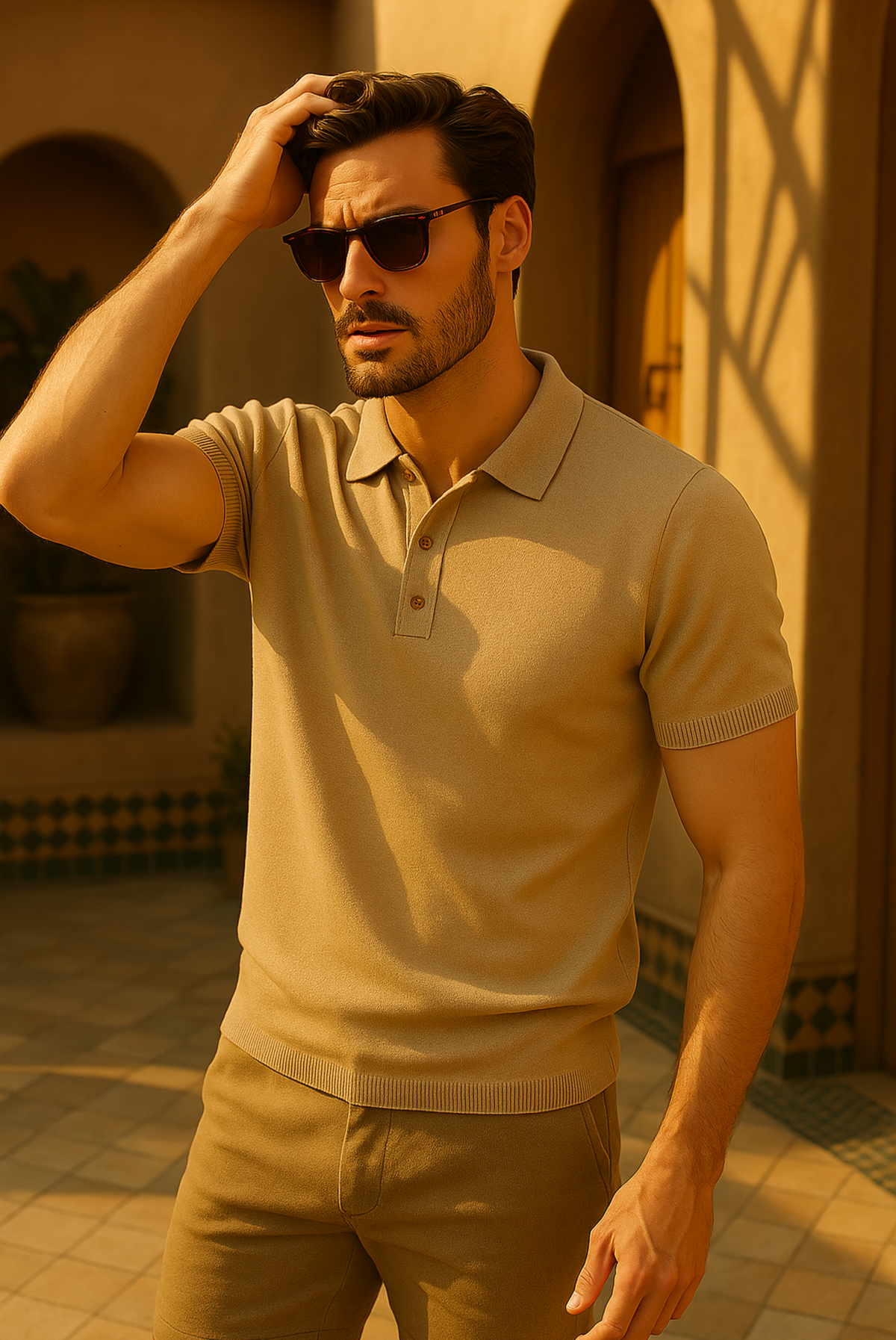 Stijlvol herenpoloshirt van kasjmier-merinowol