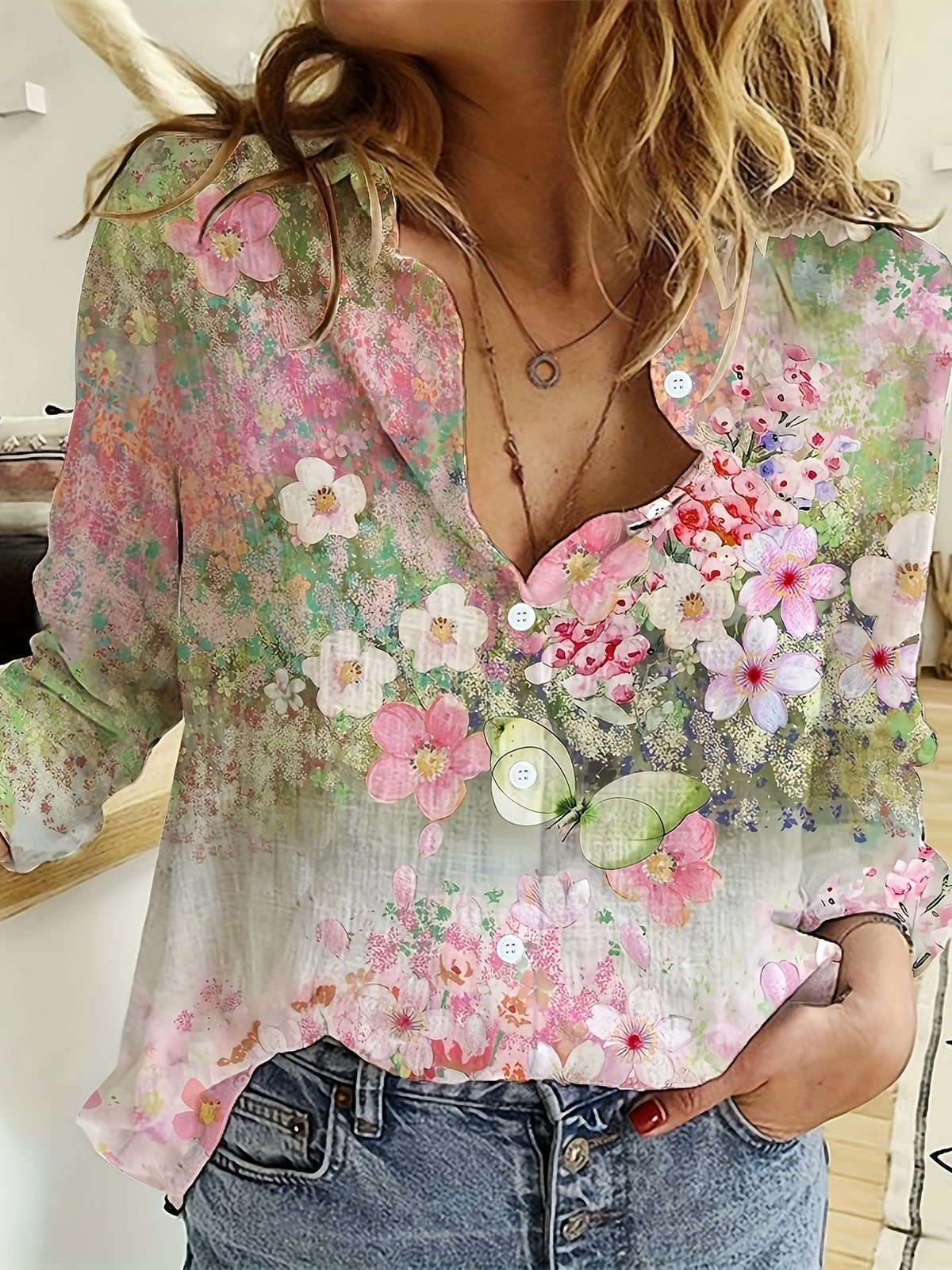 Doris | Losvallende boho-blouse met bloemenprint