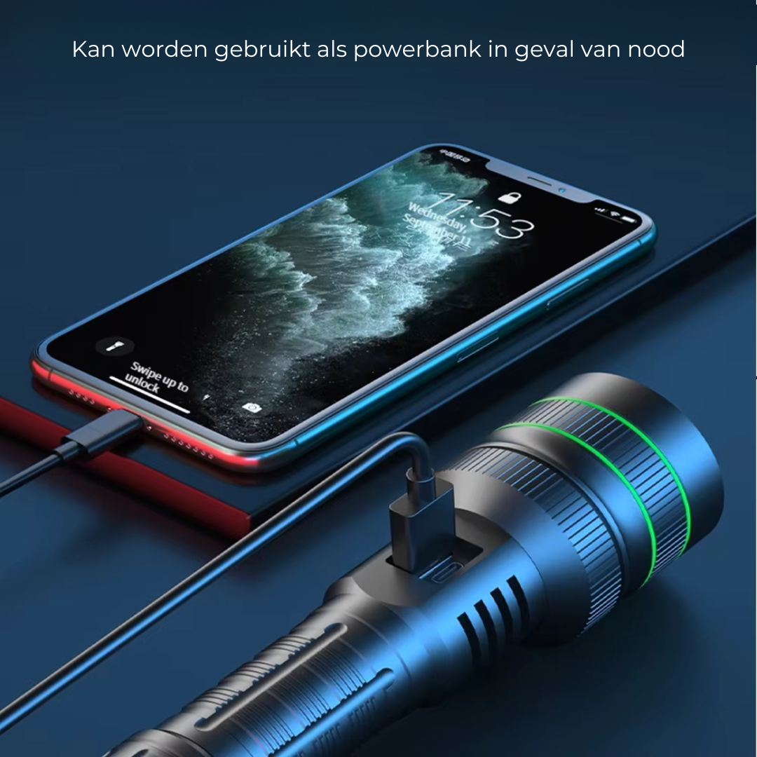 Extreem felle en zoombare LED zaklamp