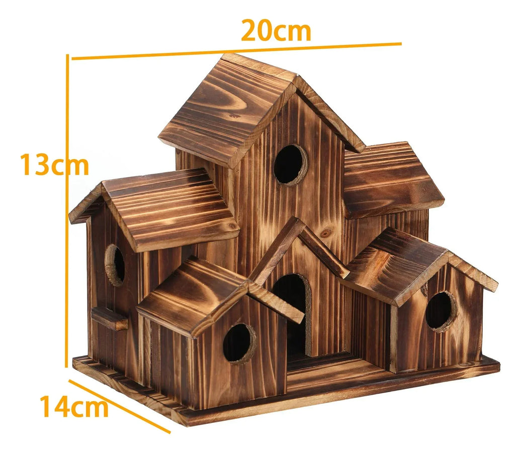 6 gats handgemaakt vogelhuisje
