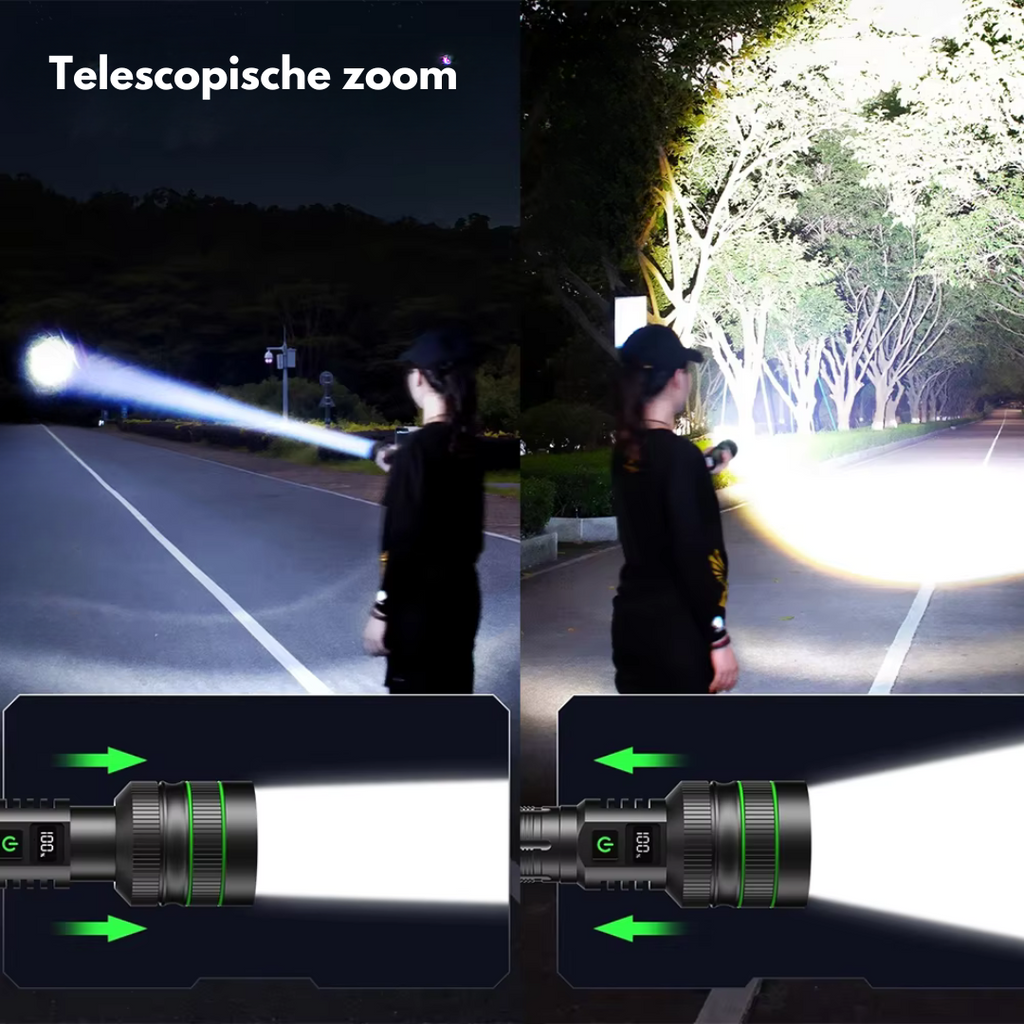 Extreem felle en zoombare LED zaklamp