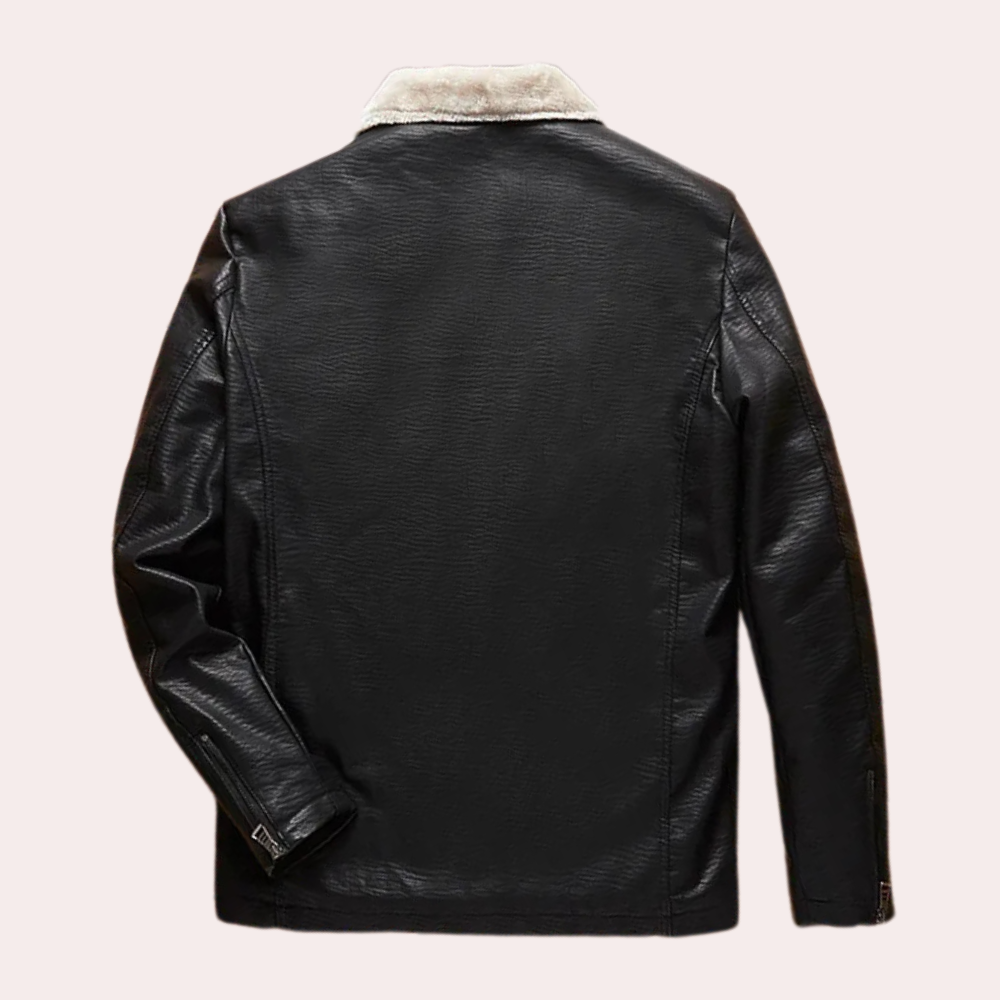 Zwarte leren herenjas met tijdloos design